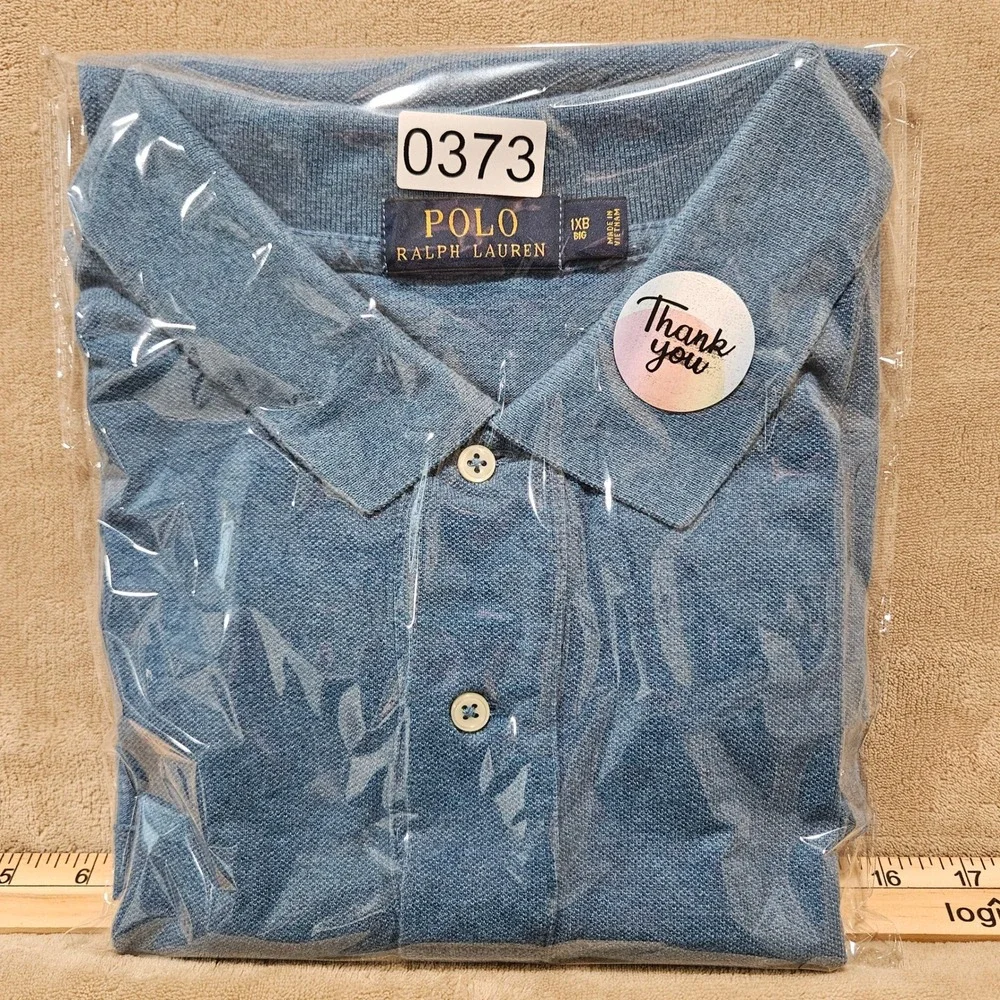 Polo Ralph Lauren Blue Heathered Cotton Mesh Polo Shirt Mens 1XB Big RN41381